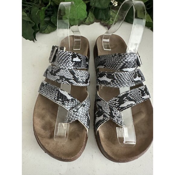 Snake Print Sandals With Adjustable Strap & Cork Sole - Picture 7 of 7